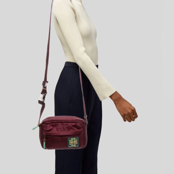 Tory Burch Ripstop Crossbody In Winetasting - Picture 2 of 7
